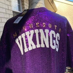 NFL Minnesota Vikings Purple Sequins Sparkle Football Jersey Viking Patch NEW